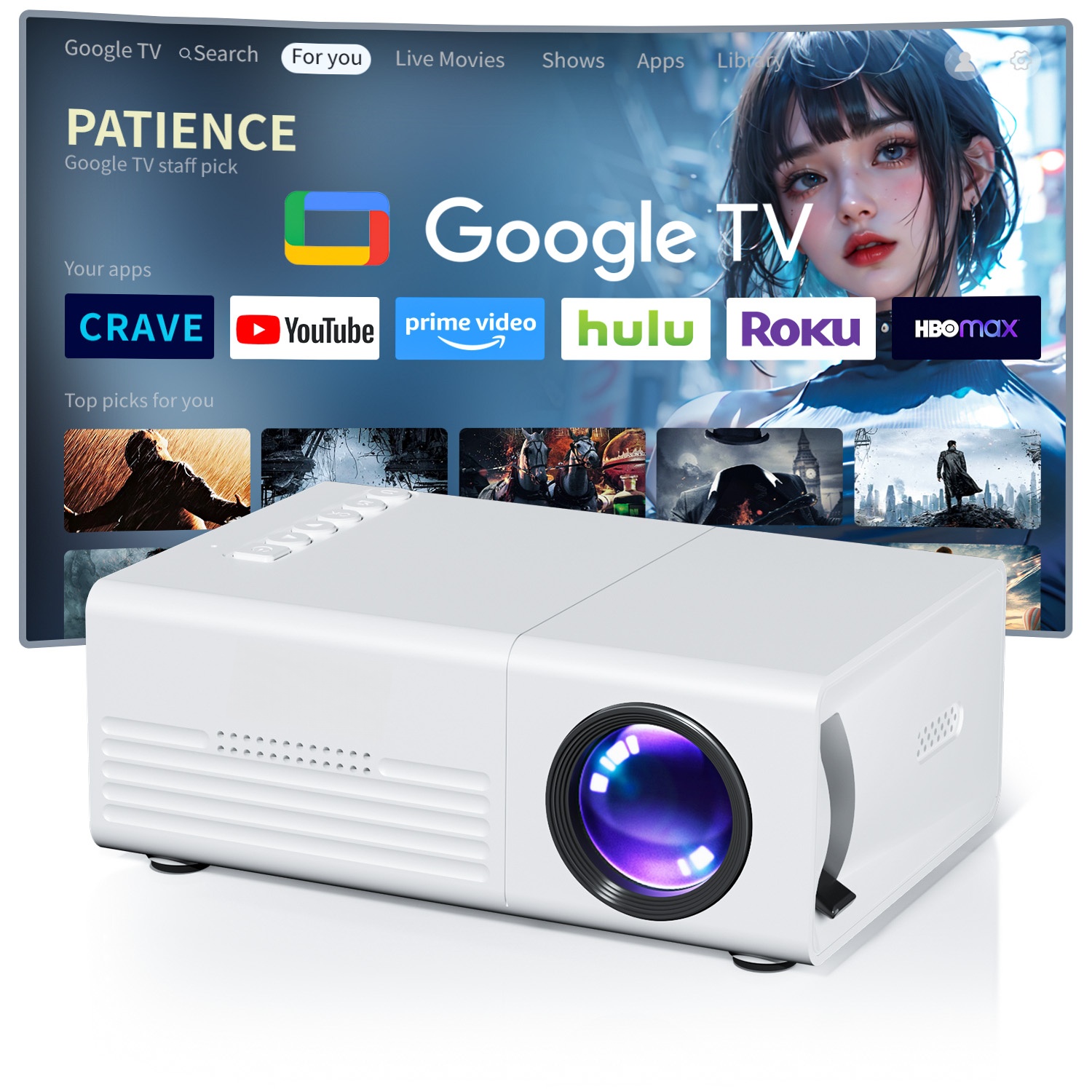 Smart Home Midea - Mini Proiettore TFT LCD Wifi Bluetooth,
