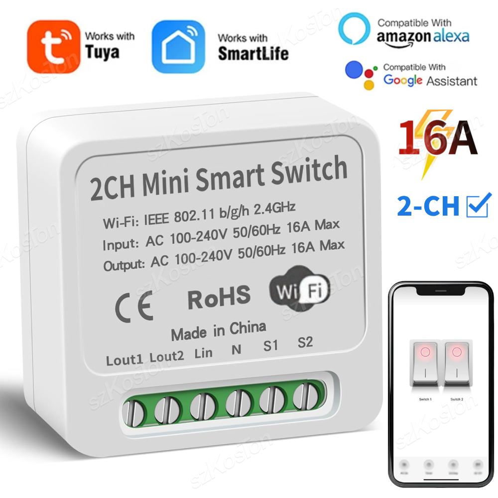 Smart Home Tuya - 16A Tuya WiFi Modulo Smart Switch